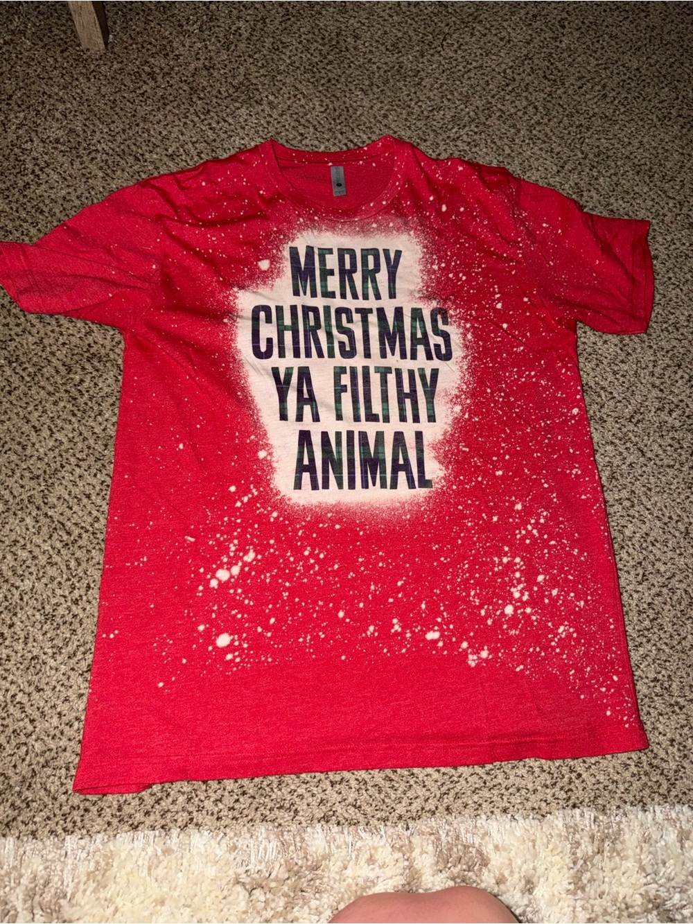 Red 'Merry Christmas Ya Filthy Animal' Graphic Tee